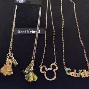 Kids silver tone Disney necklace lot
